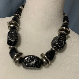 Elegant Black and Silver Beaded Necklace